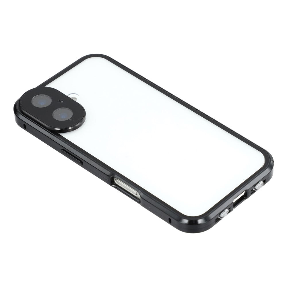 For iPhone 17 Case Ultra Clear Double-Sided Tempered Glass + Magnetic Metal Frame Phone Cover
