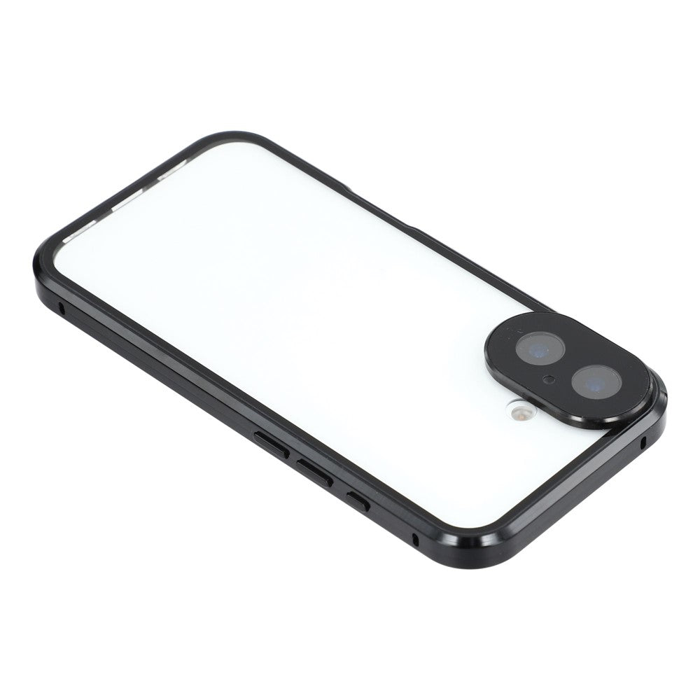 For iPhone 17 Case Ultra Clear Double-Sided Tempered Glass + Magnetic Metal Frame Phone Cover