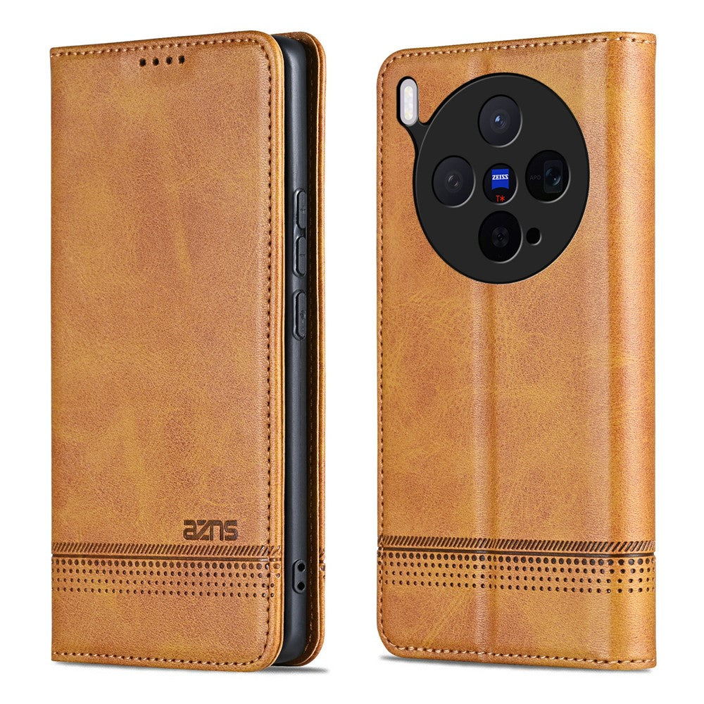 AZNS For vivo X300 5G Case Cowhide Texture PU Leather Wallet Phone Cover