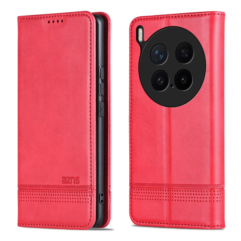 AZNS For vivo X300 Pro 5G Case Cowhide Texture PU Leather Wallet Phone Cover