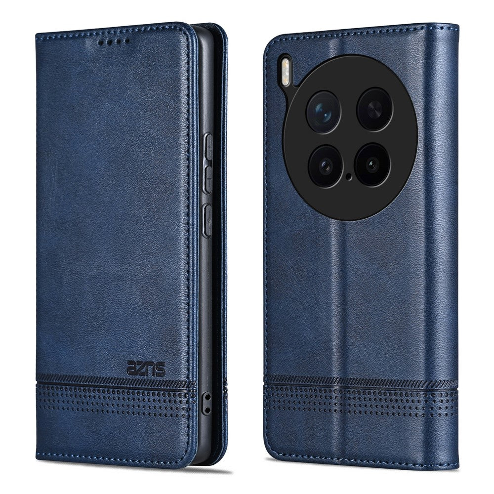 AZNS For vivo X300 Pro 5G Case Cowhide Texture PU Leather Wallet Phone Cover