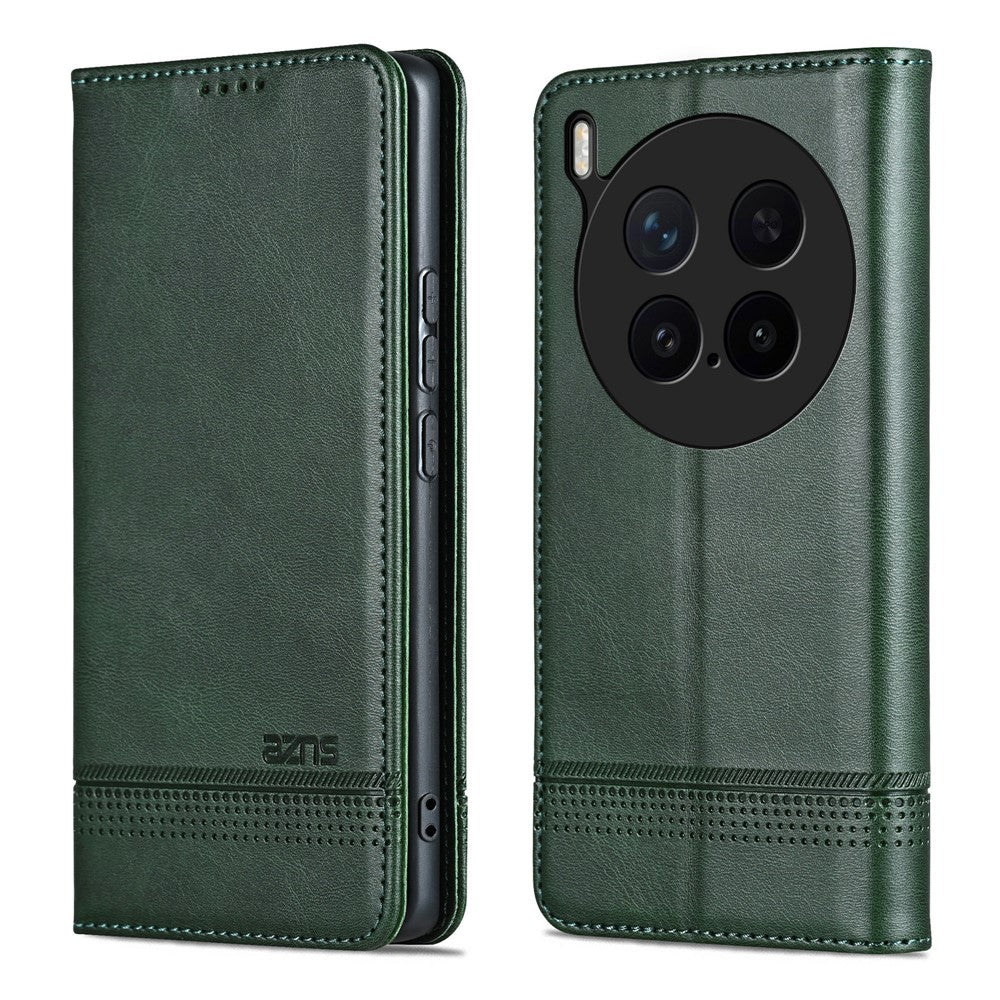 AZNS For vivo X300 Pro 5G Case Cowhide Texture PU Leather Wallet Phone Cover