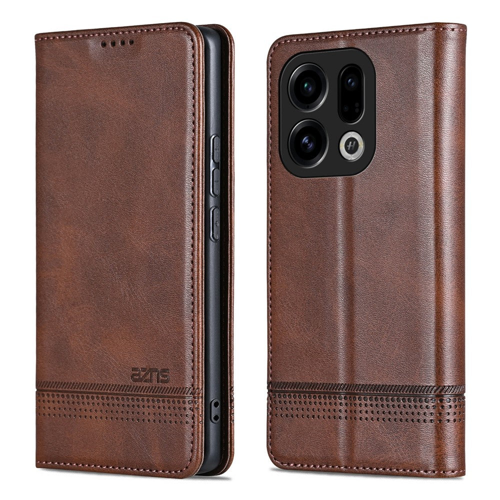 AZNS For Oppo Find X9 5G Case Cowhide Texture PU Leather Wallet Phone Cover