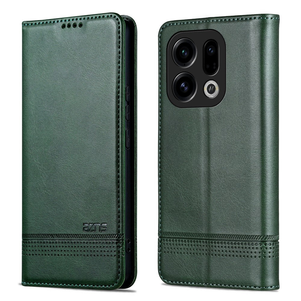 AZNS For Oppo Find X9 5G Case Cowhide Texture PU Leather Wallet Phone Cover