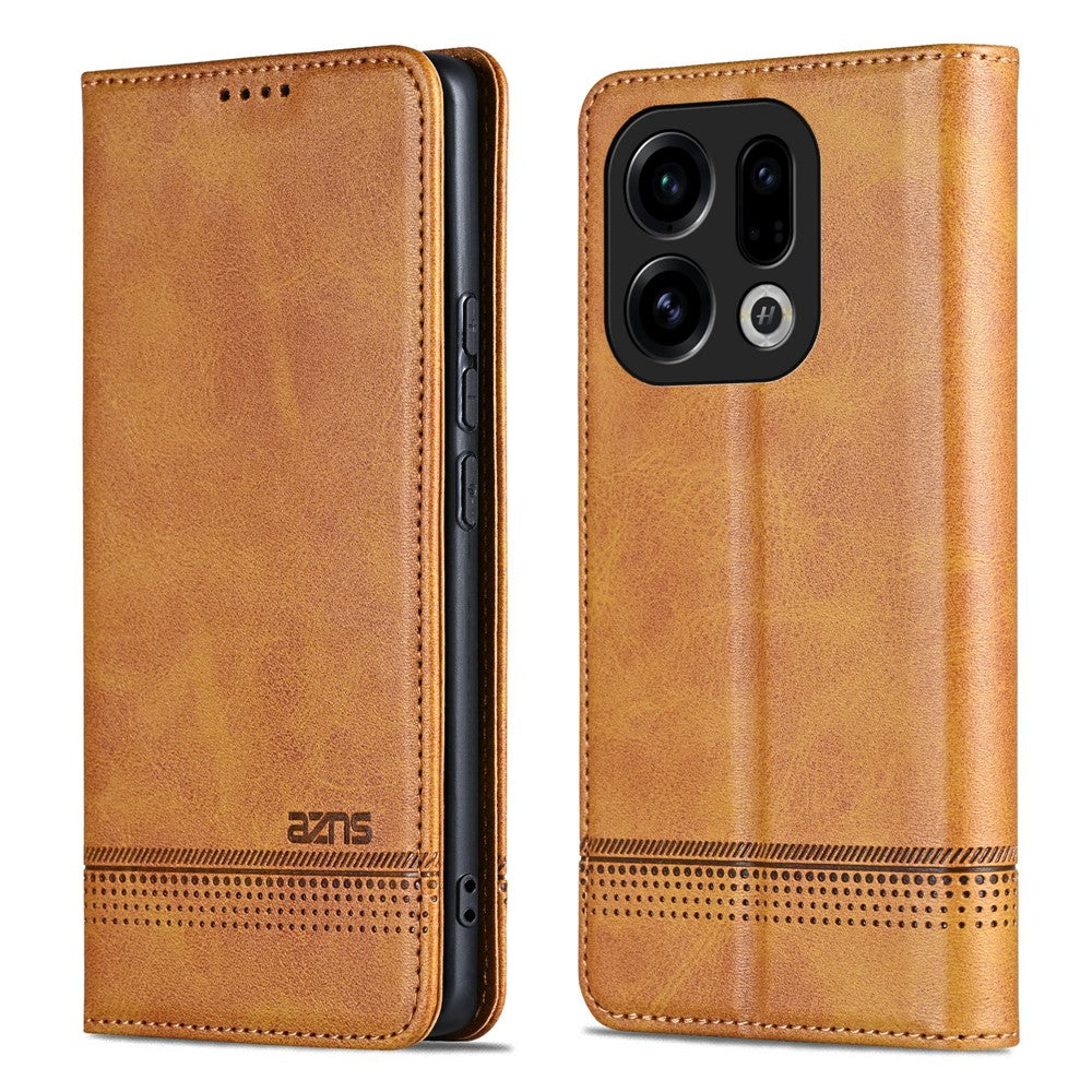 AZNS For Oppo Find X9 5G Case Cowhide Texture PU Leather Wallet Phone Cover