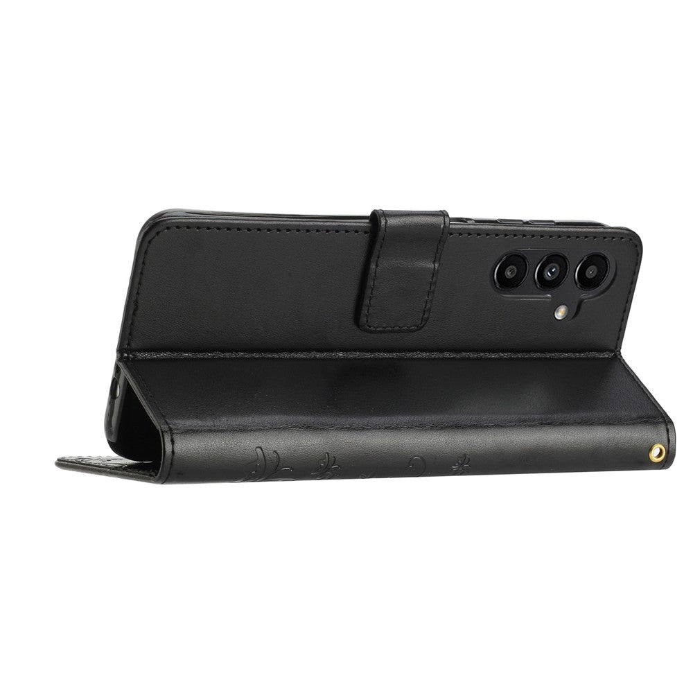 For Samsung Galaxy S26 / S26 Pro Leather Wallet Case Butterfly Flower Imprinted Phone Cover with Strap