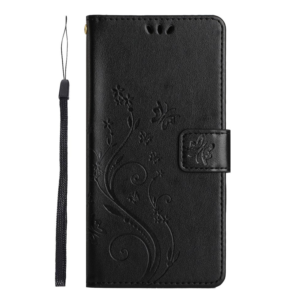 For Samsung Galaxy S26 / S26 Pro Leather Wallet Case Butterfly Flower Imprinted Phone Cover with Strap