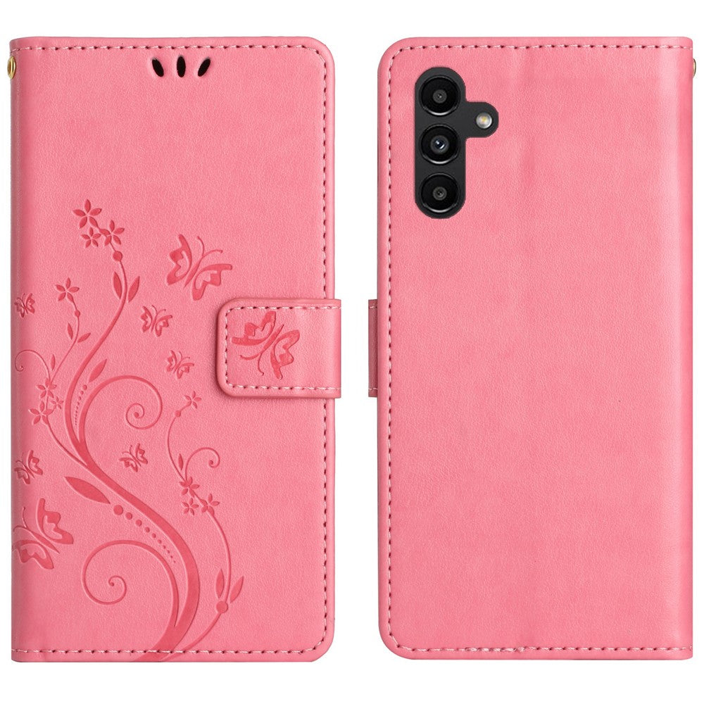 For Samsung Galaxy S26 / S26 Pro Leather Wallet Case Butterfly Flower Imprinted Phone Cover with Strap