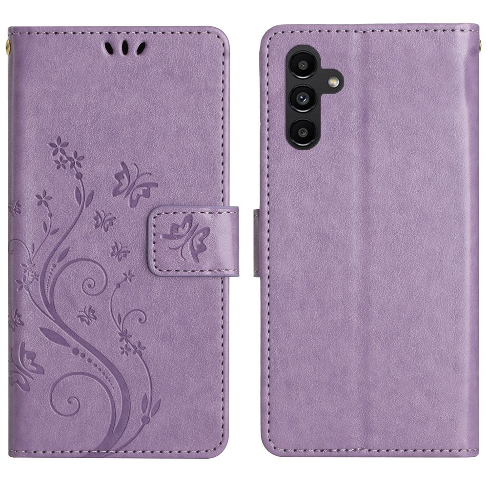 For Samsung Galaxy S26 / S26 Pro Leather Wallet Case Butterfly Flower Imprinted Phone Cover with Strap