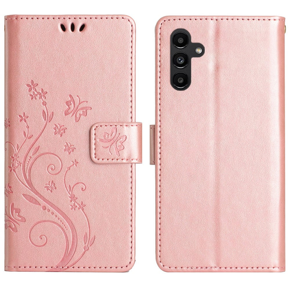 For Samsung Galaxy S26 / S26 Pro Leather Wallet Case Butterfly Flower Imprinted Phone Cover with Strap