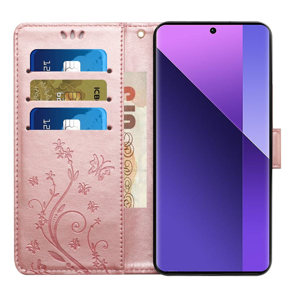 For Samsung Galaxy S26 Ultra Leather Wallet Case Butterfly Flower Imprinted Phone Cover with Strap