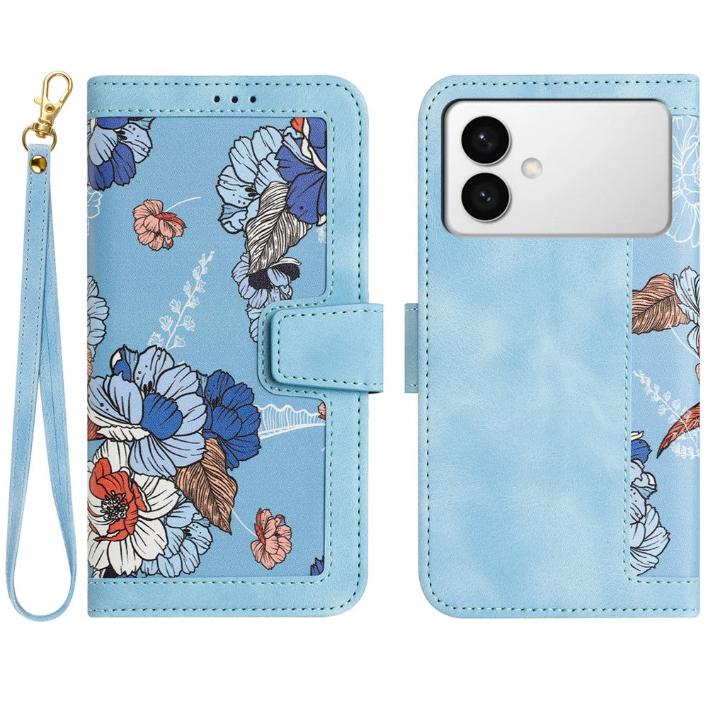 For Samsung Galaxy S26 Edge Case PU Leather Floral Phone Cover with Card Slots