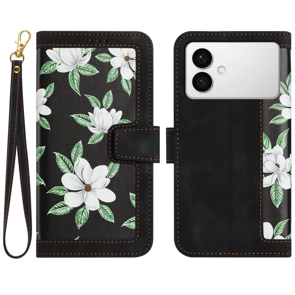 For Samsung Galaxy S26 Edge Case PU Leather Floral Phone Cover with Card Slots