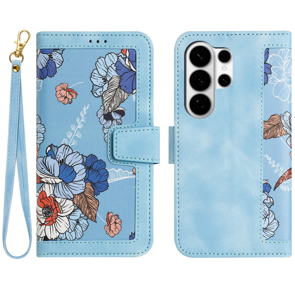 For Samsung Galaxy S26 Ultra Case PU Leather Floral Phone Cover with Card Slots