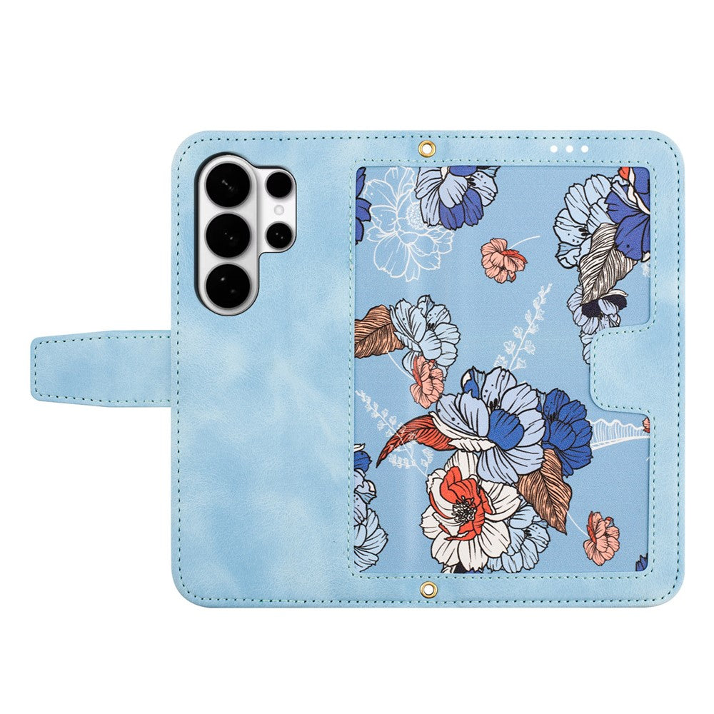 For Samsung Galaxy S26 Ultra Case PU Leather Floral Phone Cover with Card Slots