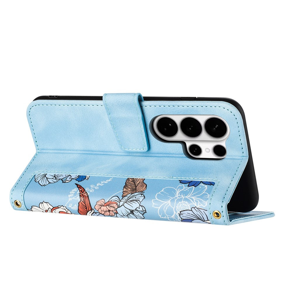 For Samsung Galaxy S26 Ultra Case PU Leather Floral Phone Cover with Card Slots