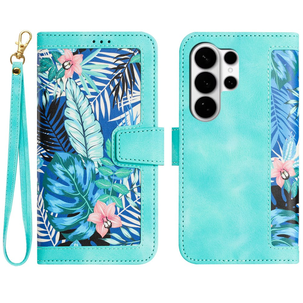 For Samsung Galaxy S26 Ultra Case PU Leather Floral Phone Cover with Card Slots