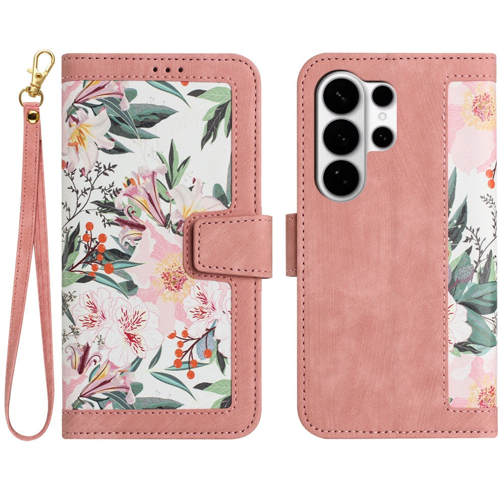 For Samsung Galaxy S26 Ultra Case PU Leather Floral Phone Cover with Card Slots