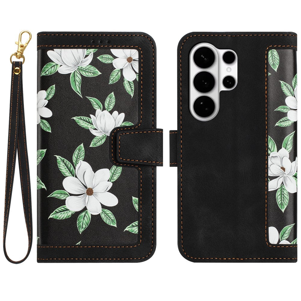 For Samsung Galaxy S26 Ultra Case PU Leather Floral Phone Cover with Card Slots
