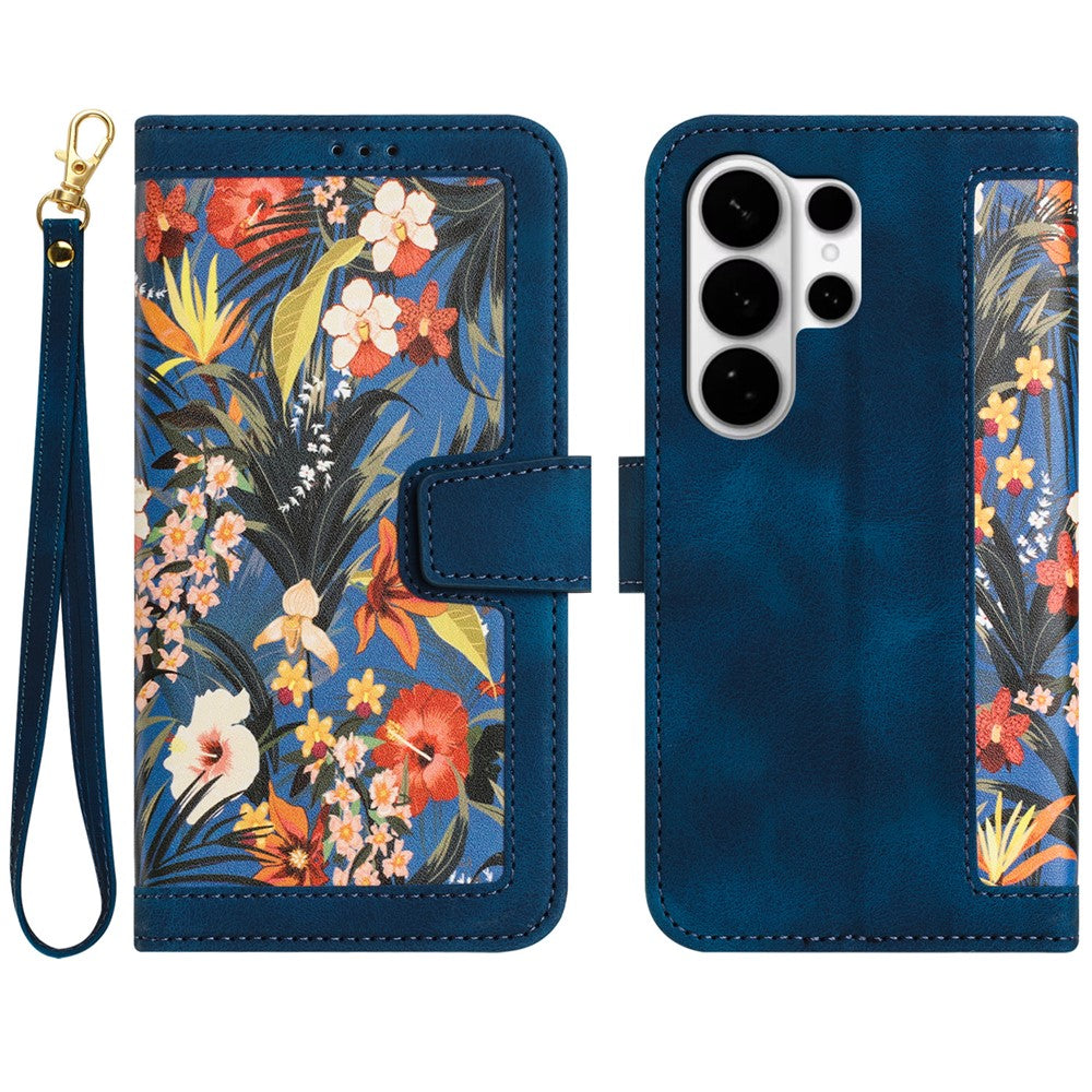 For Samsung Galaxy S26 Ultra Case PU Leather Floral Phone Cover with Card Slots