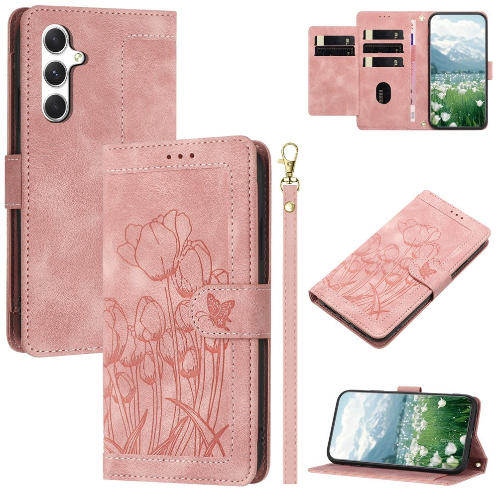 For Samsung Galaxy S26 / S26 Pro Case Tulip Leather Phone Cover with 5 Card Slots Wallet