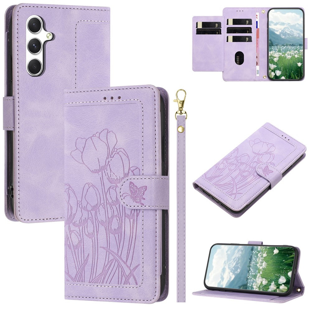 For Samsung Galaxy S26 / S26 Pro Case Tulip Leather Phone Cover with 5 Card Slots Wallet