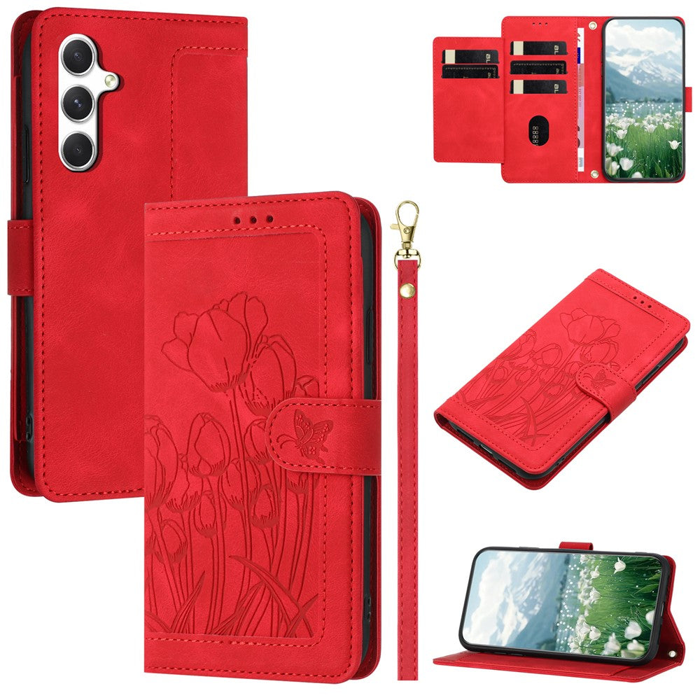 For Samsung Galaxy S26 / S26 Pro Case Tulip Leather Phone Cover with 5 Card Slots Wallet
