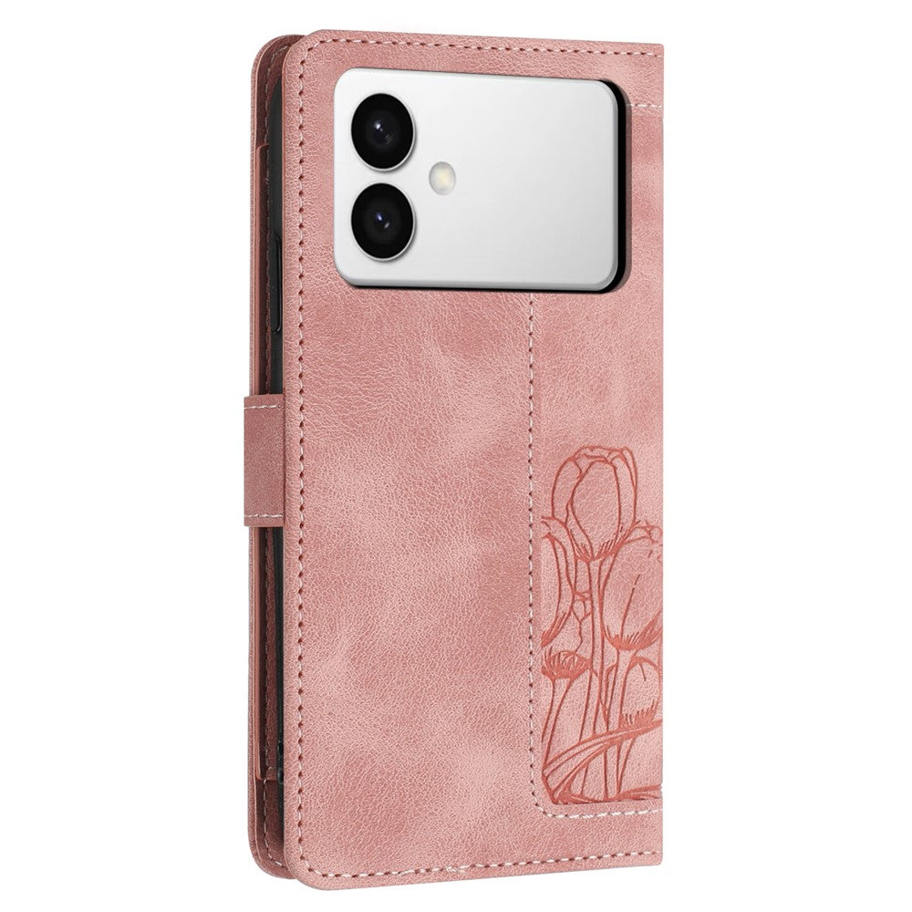 For Samsung Galaxy S26 Edge Case Tulip Leather Phone Cover with 5 Card Slots Wallet