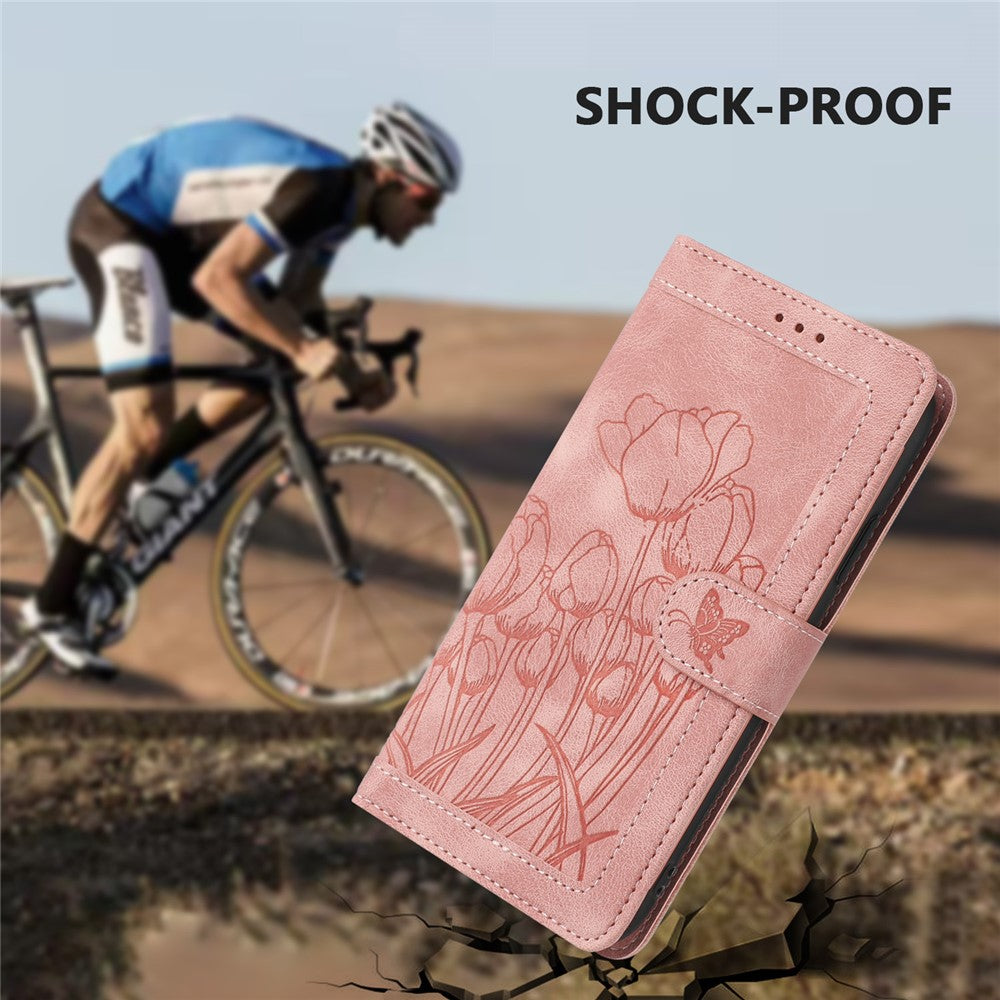 For Samsung Galaxy S26 Edge Case Tulip Leather Phone Cover with 5 Card Slots Wallet