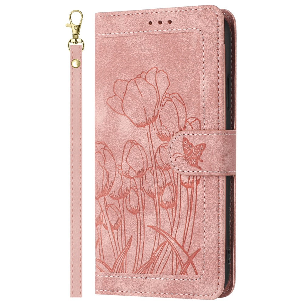 For Samsung Galaxy S26 Ultra Case Tulip Leather Phone Cover with 5 Card Slots Wallet