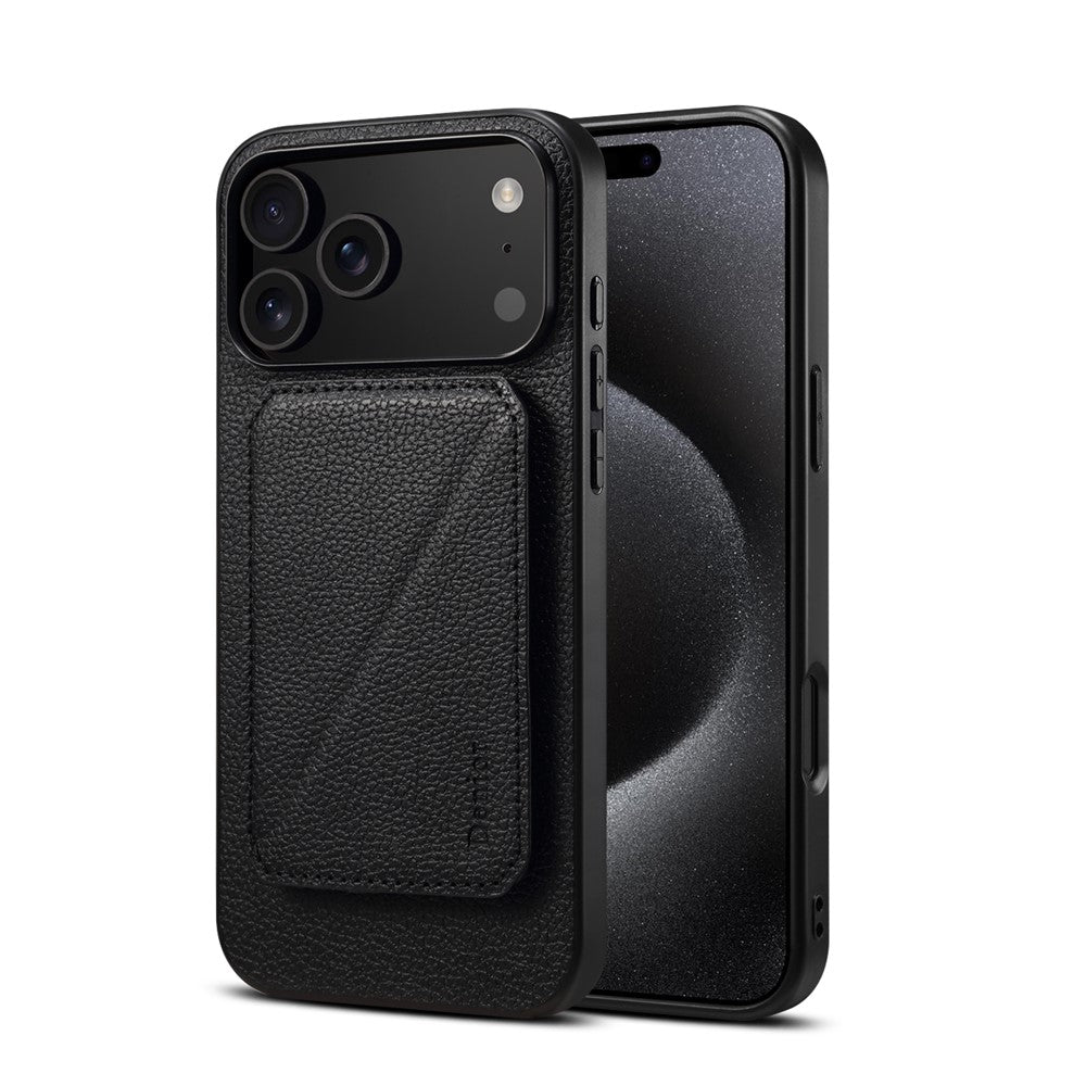 DENIOR D29 For iPhone 17 Pro Magnetic Case Leather Back Phone Cover with Detachable Card Holder