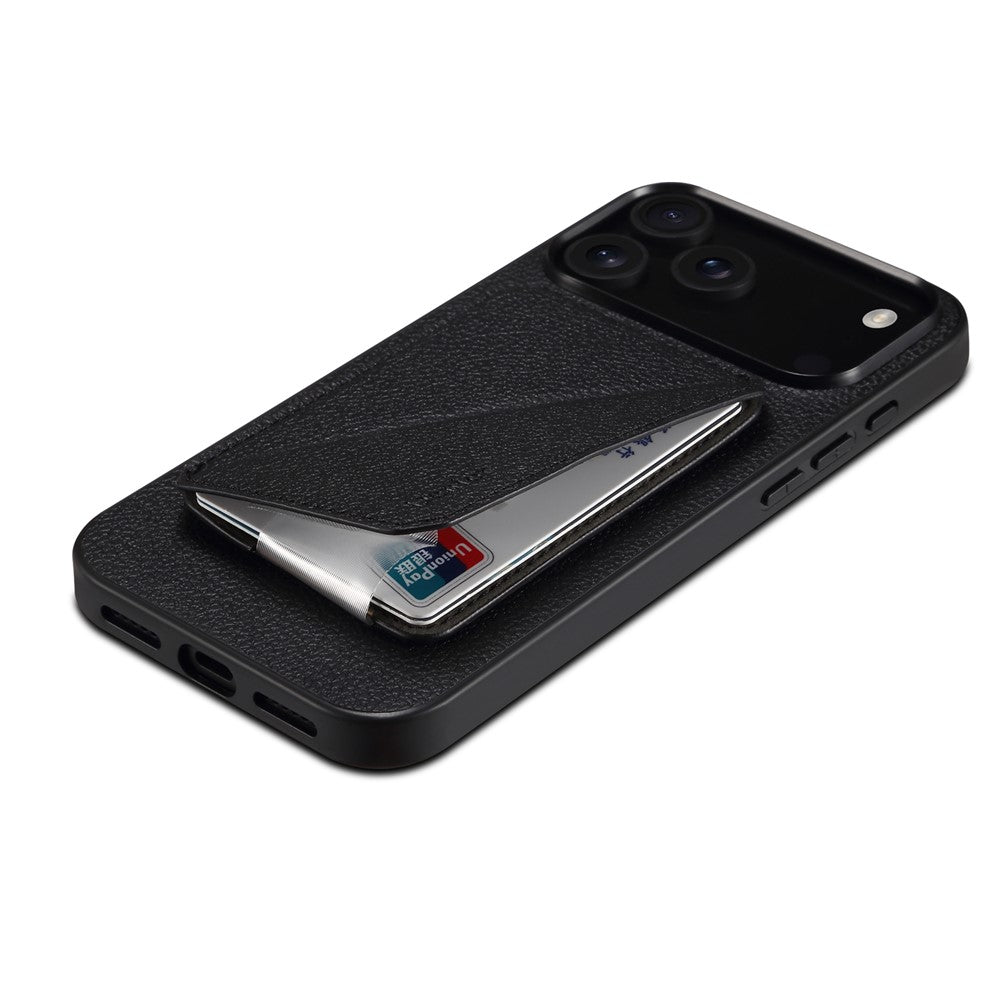 DENIOR D29 For iPhone 17 Pro Magnetic Case Leather Back Phone Cover with Detachable Card Holder