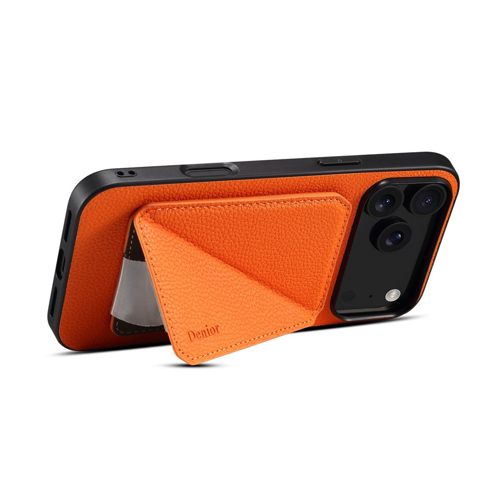 DENIOR D29 For iPhone 17 Pro Max Magnetic Case Leather Back Phone Cover with Detachable Card Holder