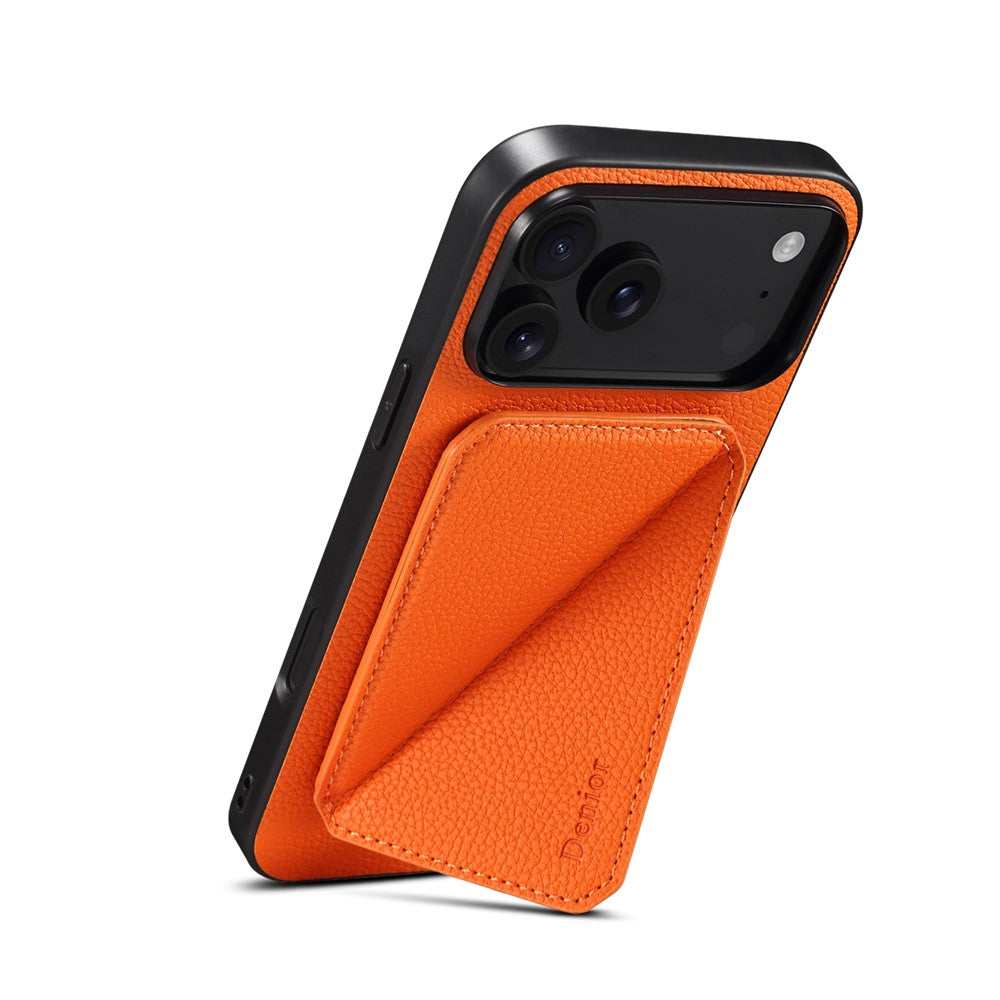 DENIOR D29 For iPhone 17 Pro Max Magnetic Case Leather Back Phone Cover with Detachable Card Holder