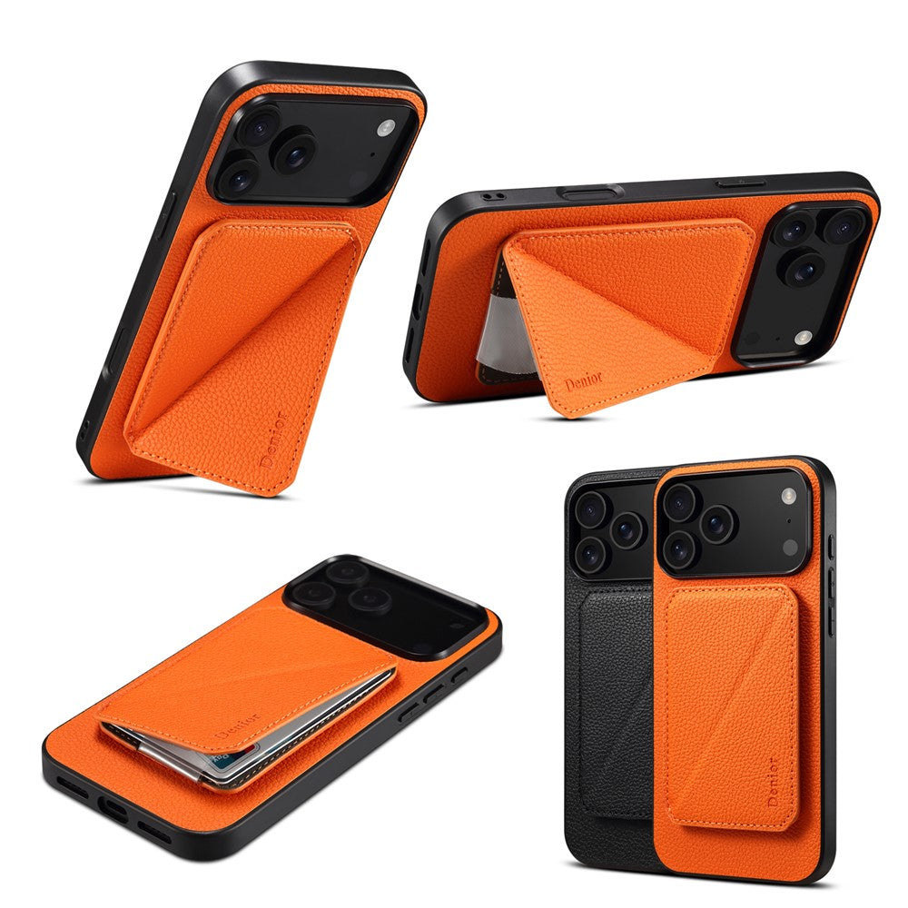 DENIOR D29 For iPhone 17 Pro Max Magnetic Case Leather Back Phone Cover with Detachable Card Holder
