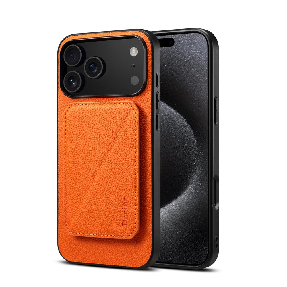 DENIOR D29 For iPhone 17 Pro Max Magnetic Case Leather Back Phone Cover with Detachable Card Holder