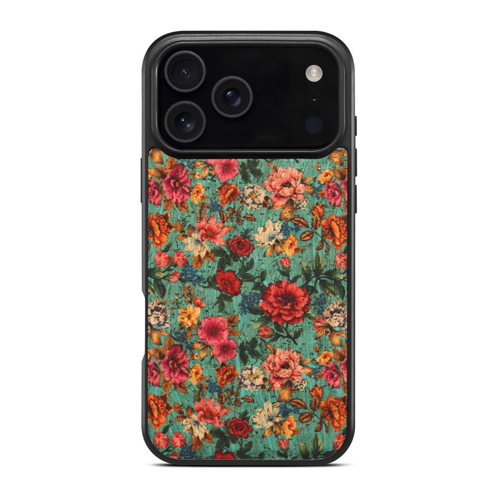 Étui pour iPhone 17 Pro compatible avec MagSafe, coque arrière en cuir PU à motif floral