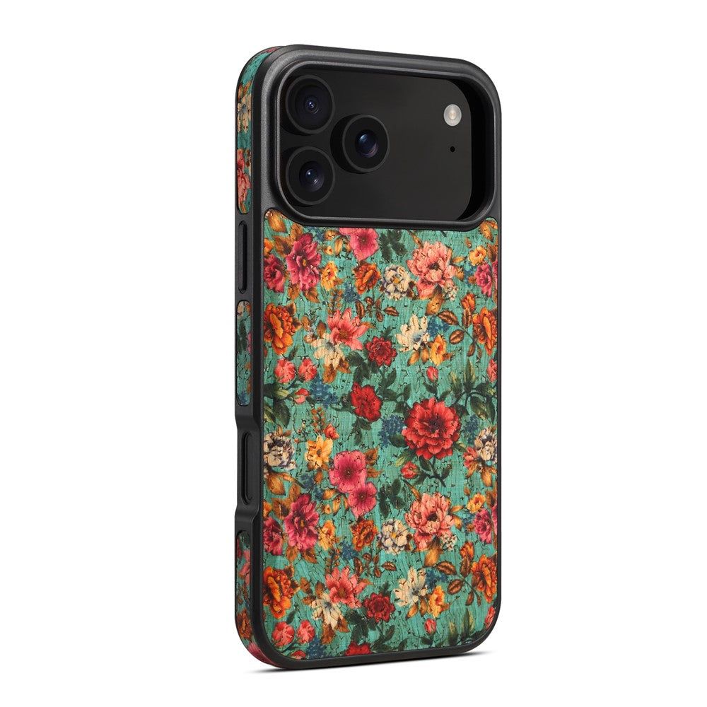Étui pour iPhone 17 Pro compatible avec MagSafe, coque arrière en cuir PU à motif floral