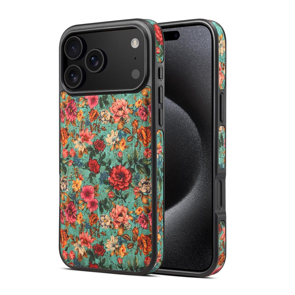 Étui pour iPhone 17 Pro compatible avec MagSafe, coque arrière en cuir PU à motif floral