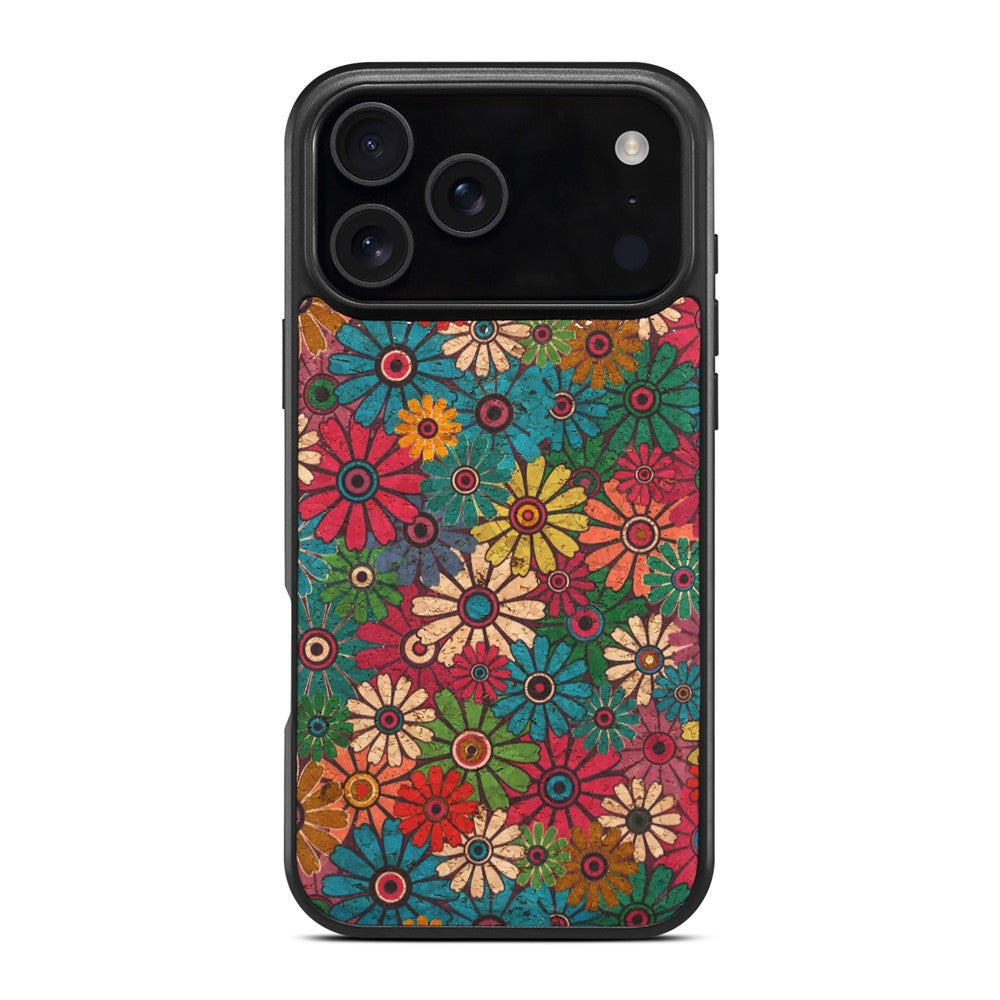 Étui pour iPhone 17 Pro Max compatible avec MagSafe, coque arrière en cuir PU à motif floral