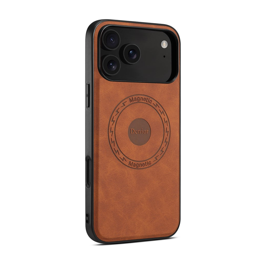 DENIOR A11 For iPhone 17 Pro Case Compatible with MagSafe Leather Coated PC + TPU Phone Cover