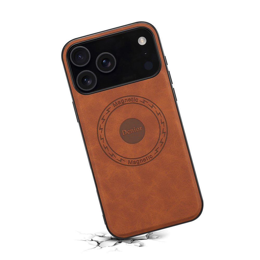 DENIOR A11 For iPhone 17 Pro Case Compatible with MagSafe Leather Coated PC + TPU Phone Cover