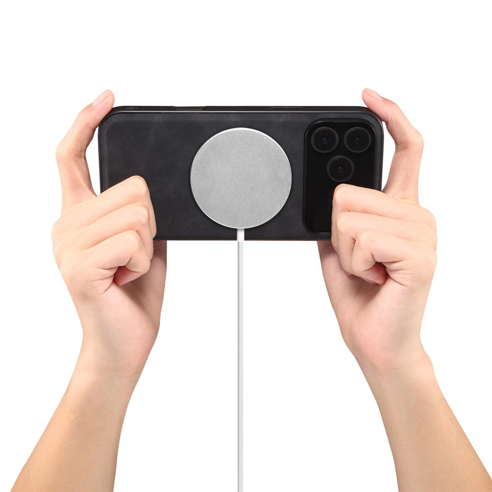 DENIOR A11 For iPhone 17 Pro Max Case Compatible with MagSafe Leather Coated PC + TPU Phone Cover