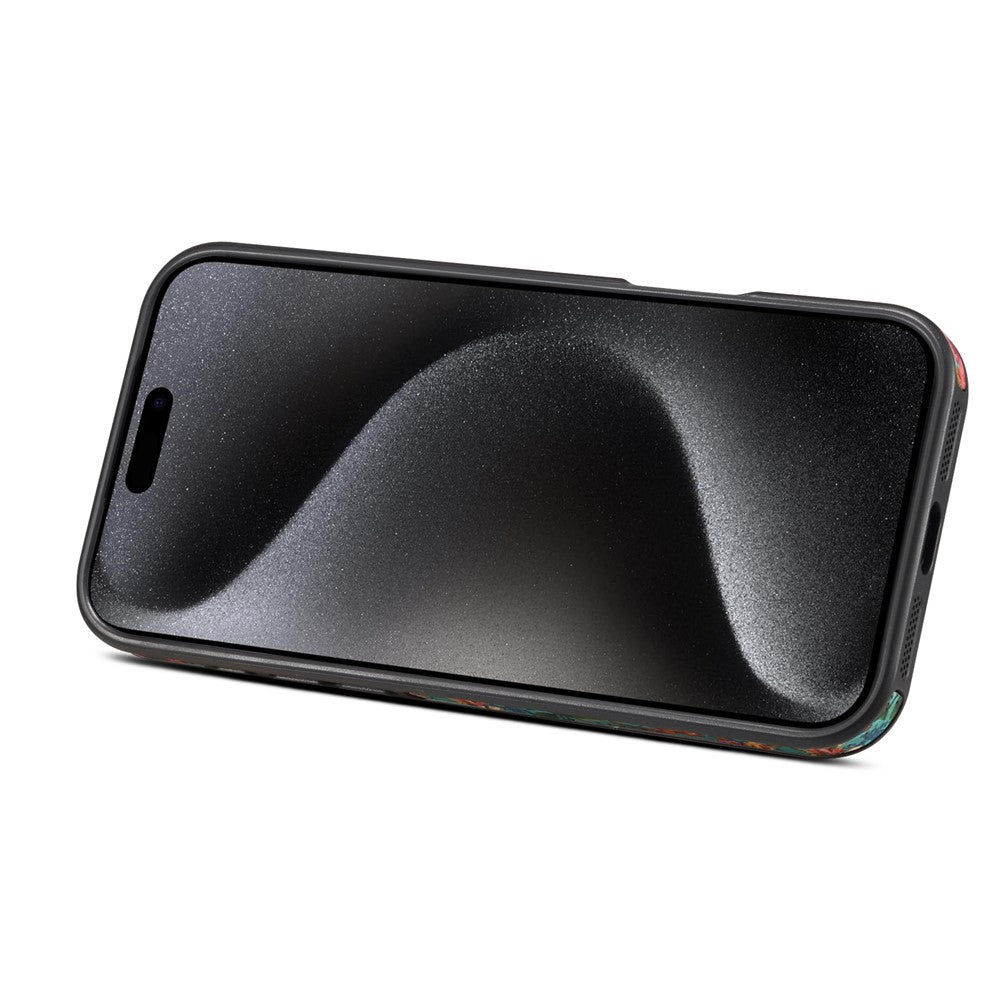 Étui magnétique pour iPhone 17 Pro avec porte-cartes détachable et coque arrière en cuir à motif floral