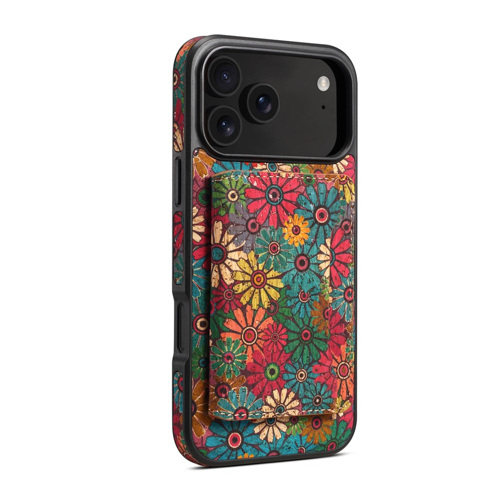 Étui magnétique pour iPhone 17 Pro avec porte-cartes détachable et coque arrière en cuir à motif floral