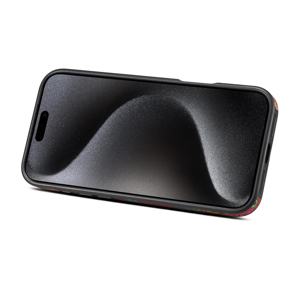 For iPhone 17 Pro Max Magnetic Case Detachable Card Bag Flower Leather Back Cover