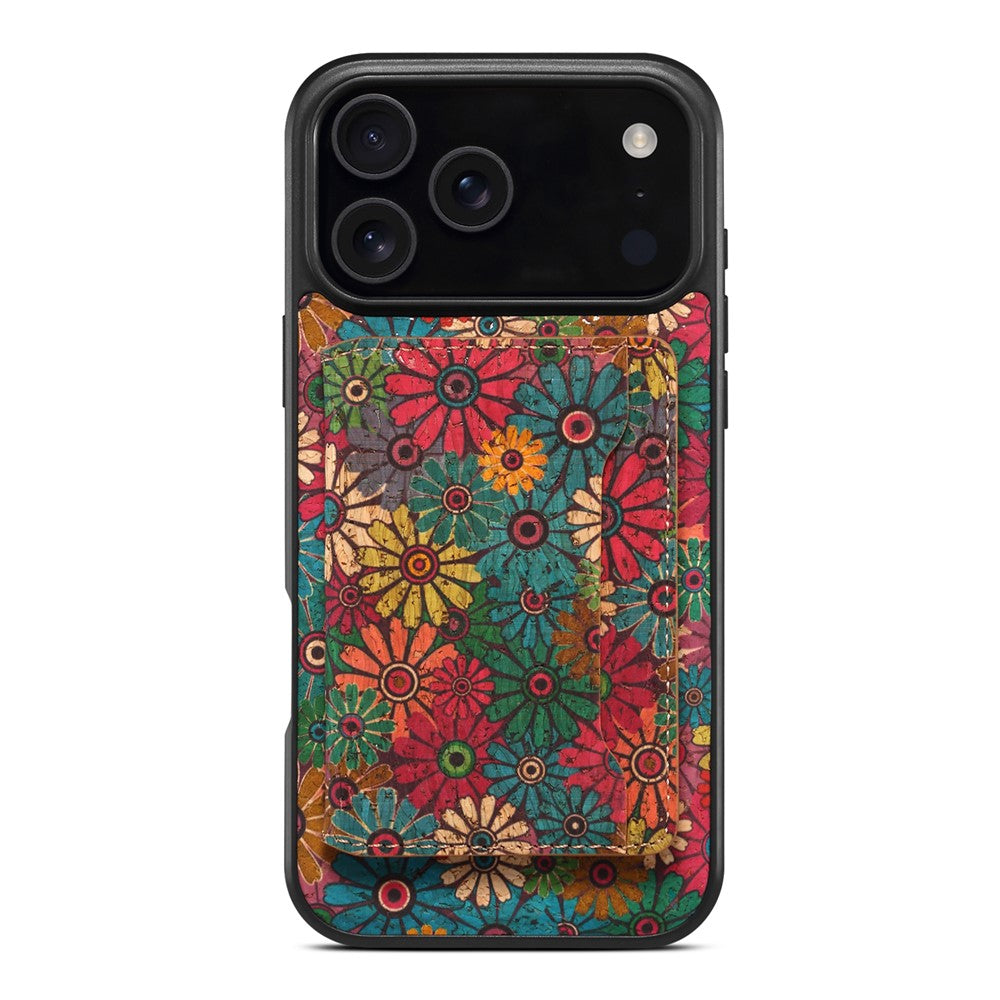 For iPhone 17 Pro Max Magnetic Case Detachable Card Bag Flower Leather Back Cover