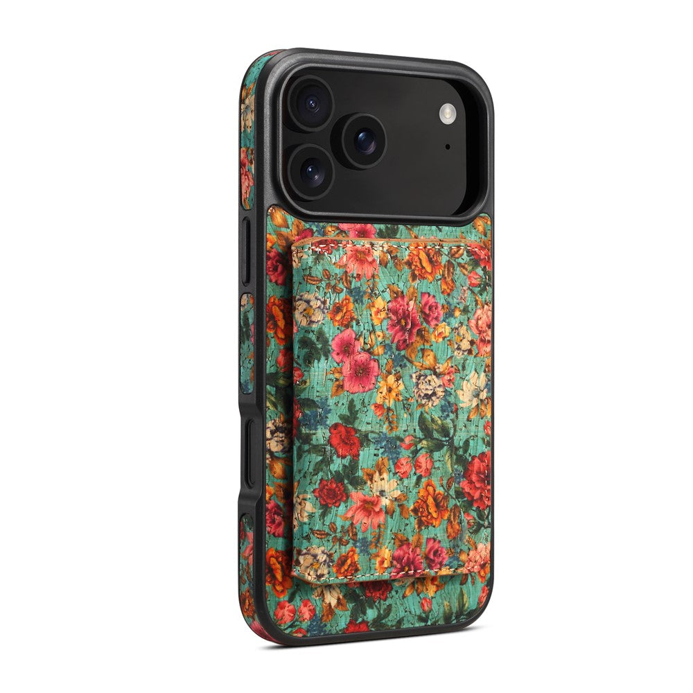 For iPhone 17 Pro Max Magnetic Case Detachable Card Bag Flower Leather Back Cover