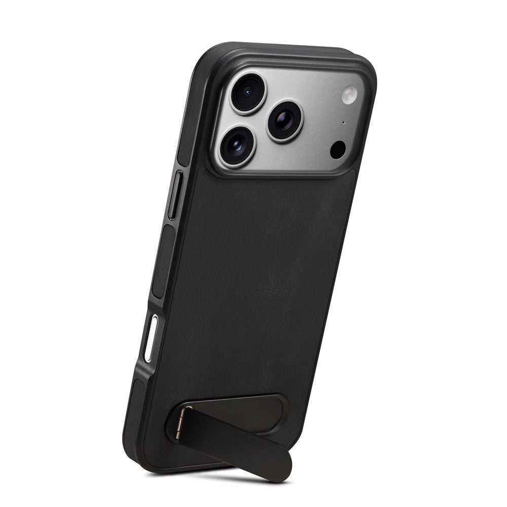 DENIOR A25+2 For iPhone 17 Pro Case Compatible with MagSafe Kickstand Skin Touch Leather PC TPU Phone Cover