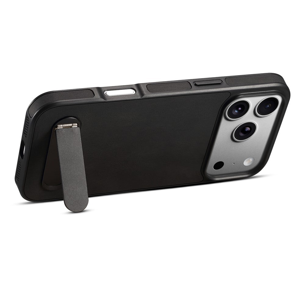 DENIOR A25+2 For iPhone 17 Pro Case Compatible with MagSafe Kickstand Skin Touch Leather PC TPU Phone Cover